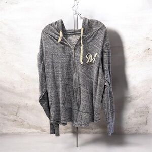 Milwaukee Brewers Full Zip Hoodie Lightweight Juniors Plus Size 3 (3XL)